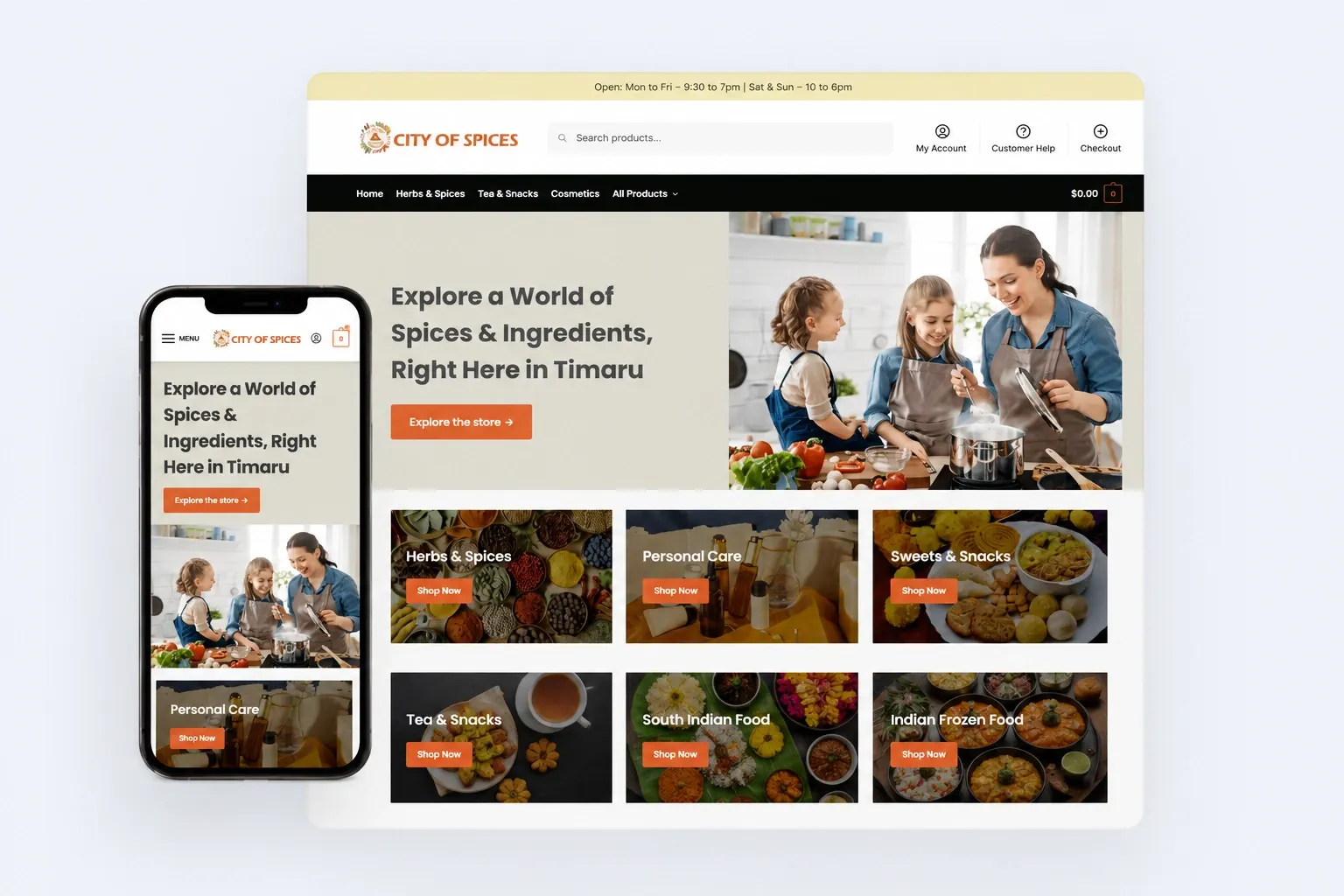 City of Spices — ecommerce website designed by Amar